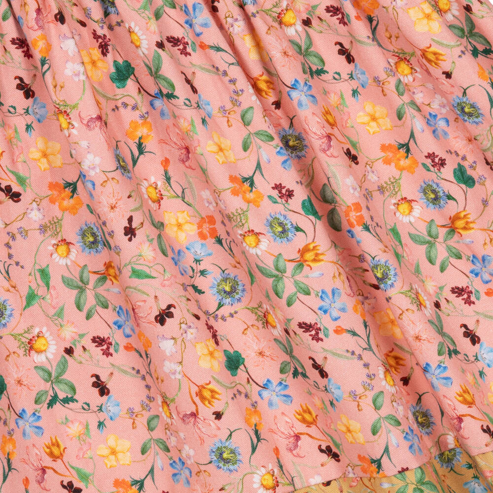 Molo-Girls Pink Floral Cotton Dress with Flower Print | Childrensalon