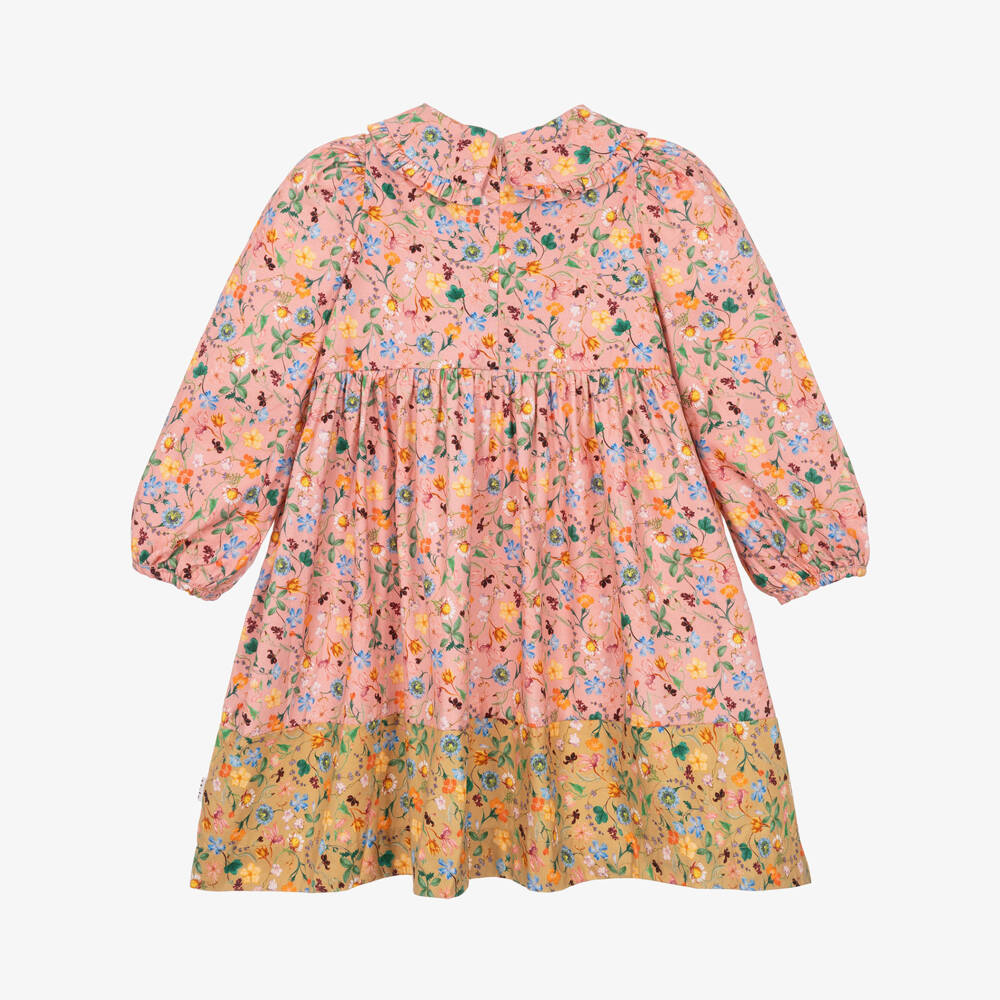 Molo-Girls Pink Floral Cotton Dress with Flower Print | Childrensalon