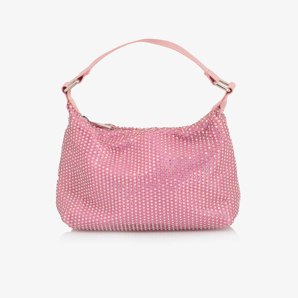 Molo-Girls Pink Handbag with Iridescent Rhinestones (22cm) | Childrensalon