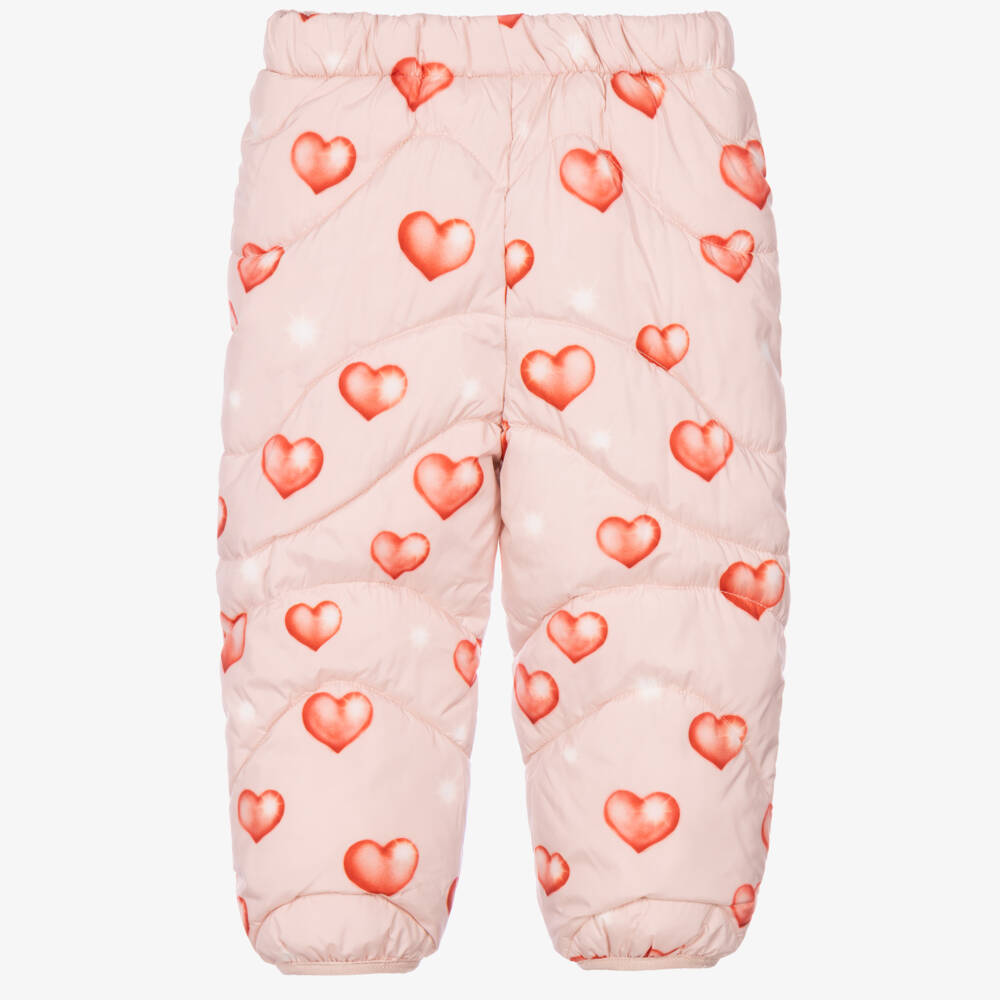 Molo-Girls Pink Heart Outdoor Trousers | Childrensalon