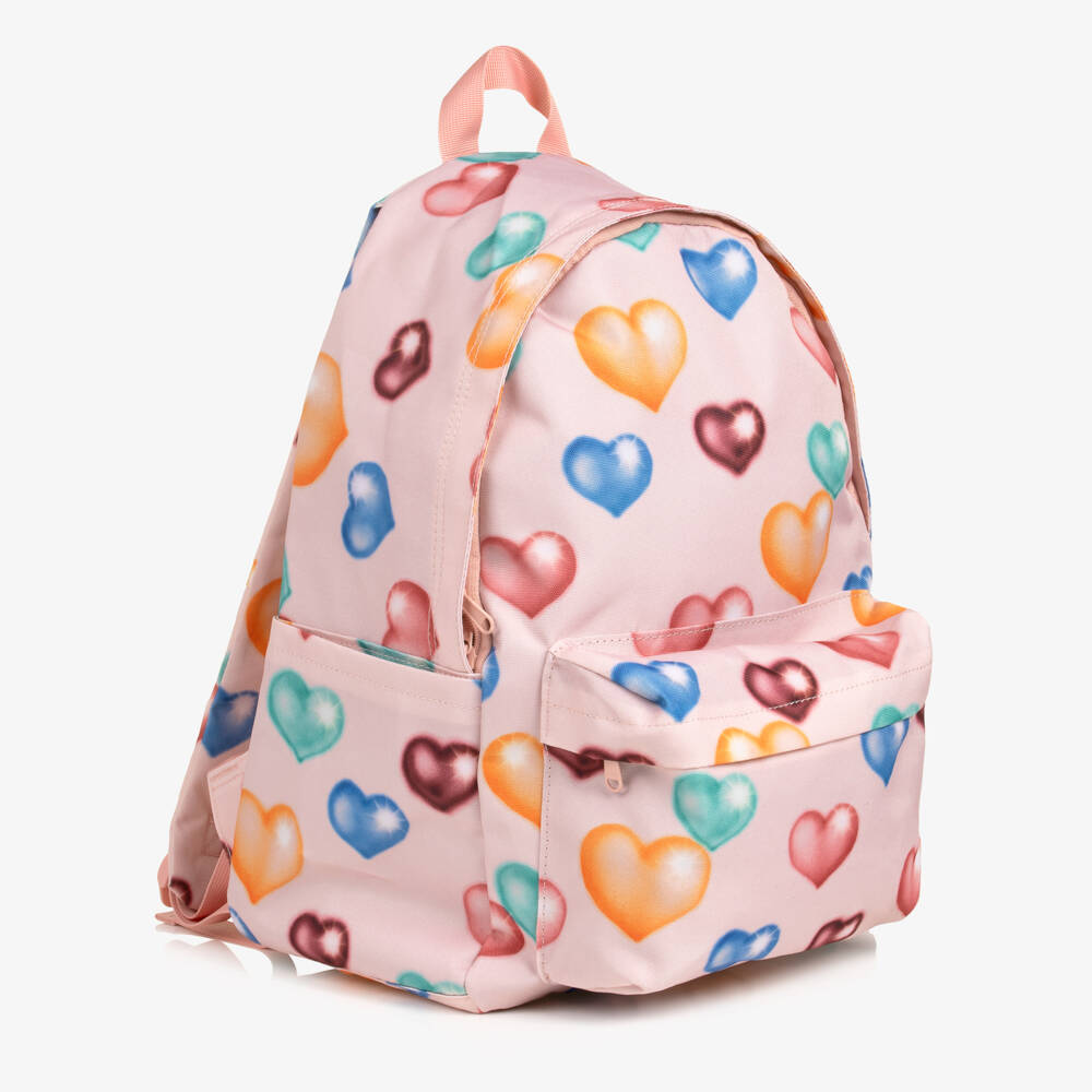 Molo-Girls Pink Heart Print Backpack (41cm) | Childrensalon