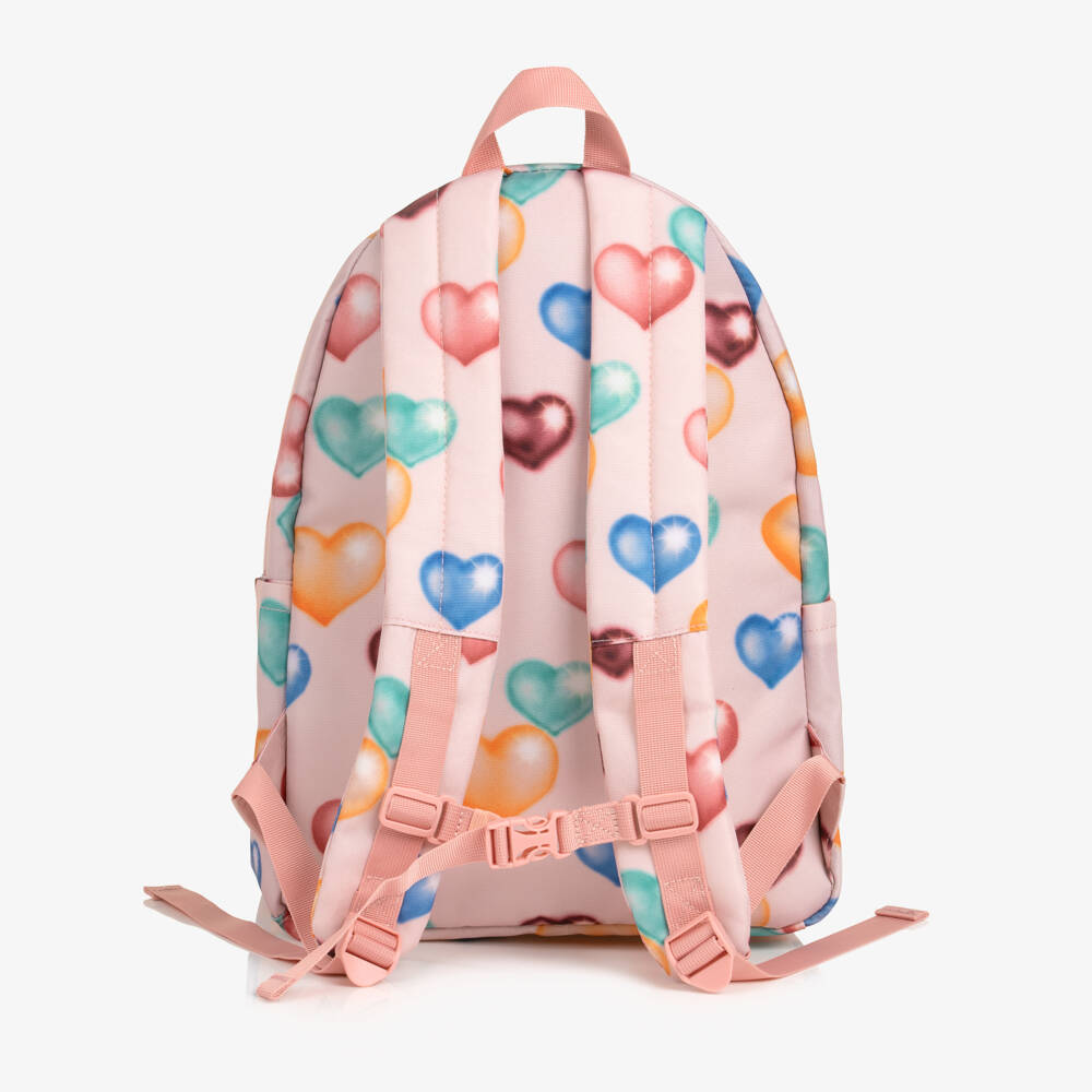 Molo-Girls Pink Heart Print Backpack (41cm) | Childrensalon