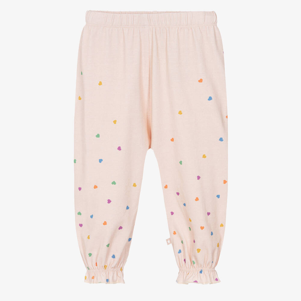 Molo-Брюки розовые из органического хлопкового трикотажа с сердечками для девочек | Childrensalon