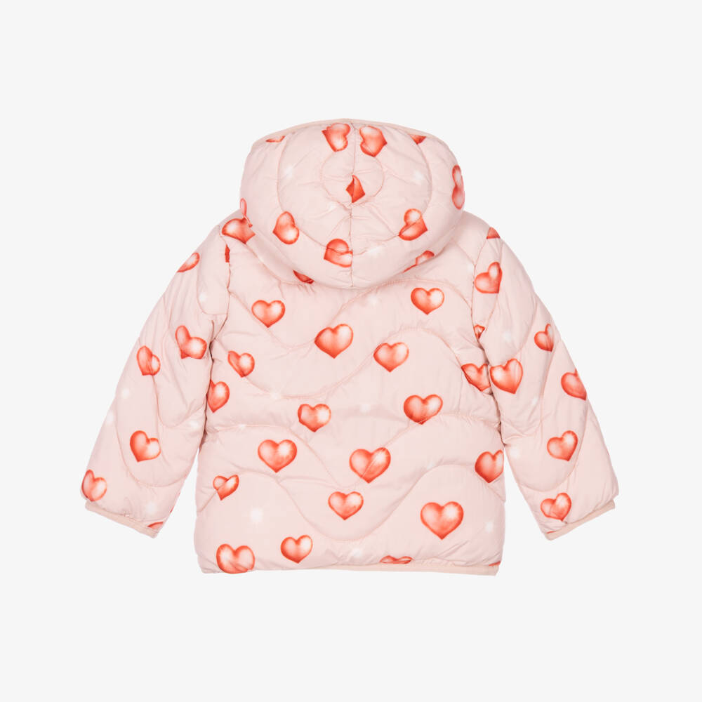 Molo-Girls Pink Heart Water Resistant Puffer Jacket | Childrensalon