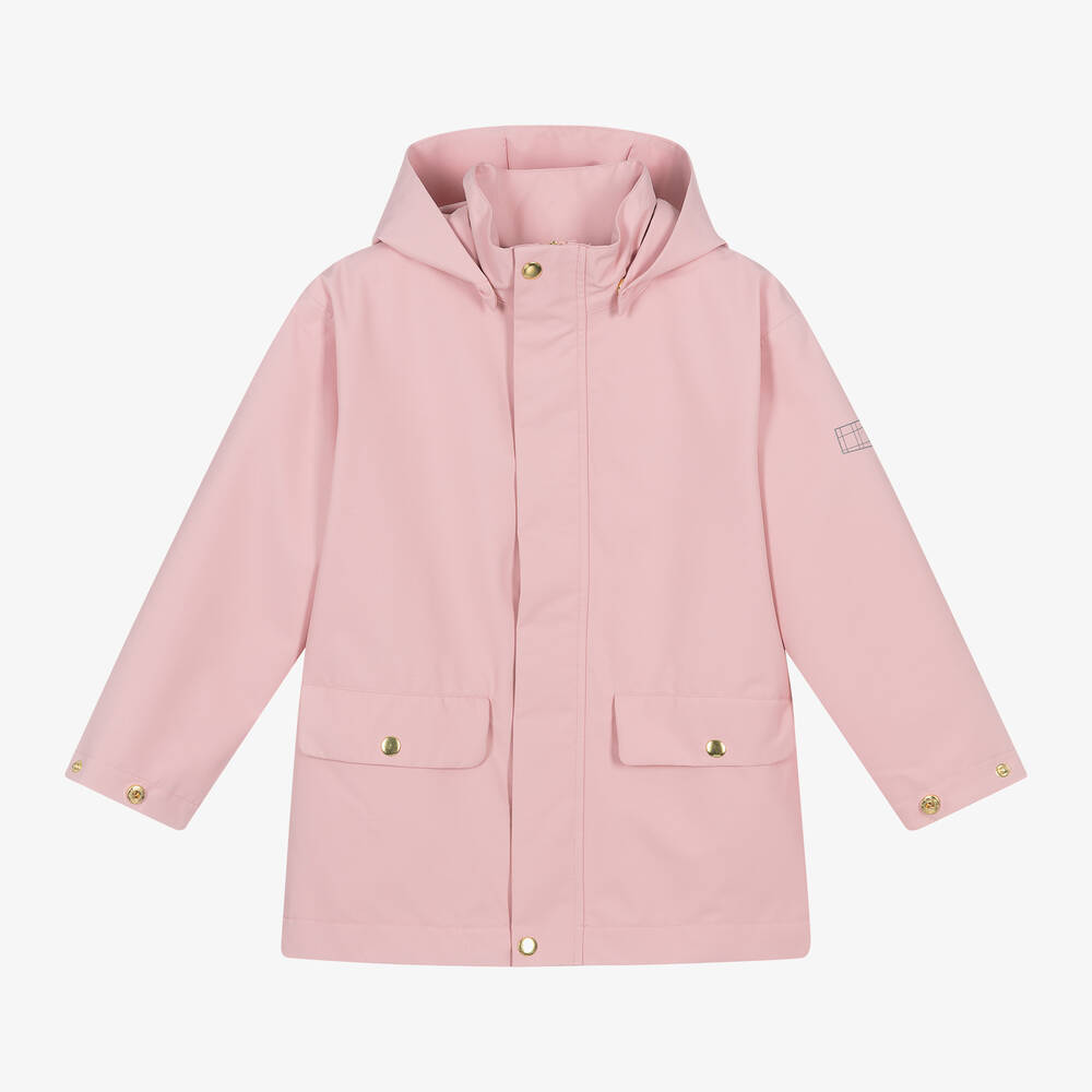 Molo-Girls Pink Hooded Raincoat | Childrensalon