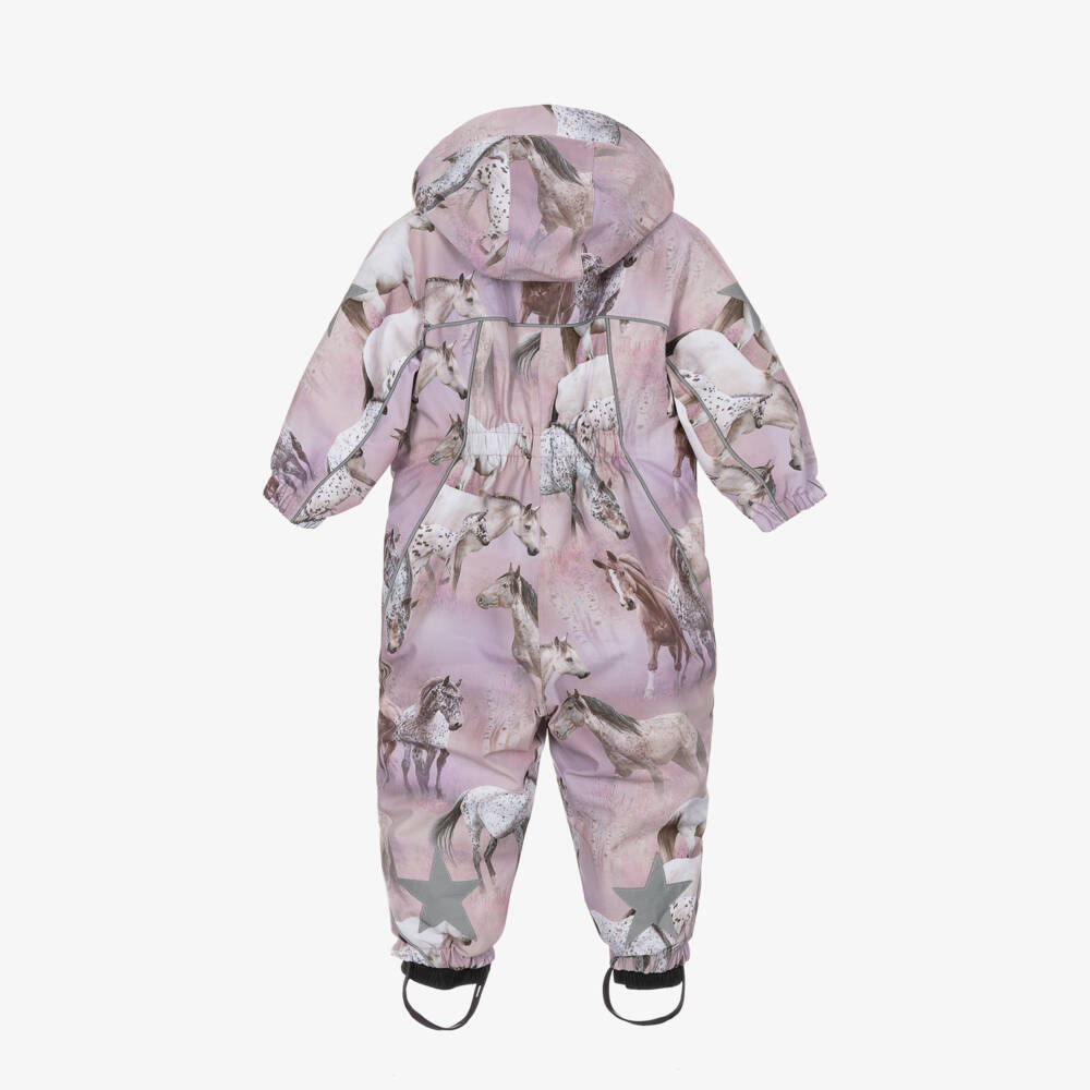 Molo-Girls Pink Horse Snowsuit | Childrensalon