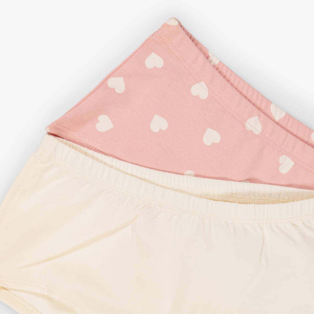 Molo-Girls Pink & Ivory Organic Cotton Knickers (2 Pack) | Childrensalon