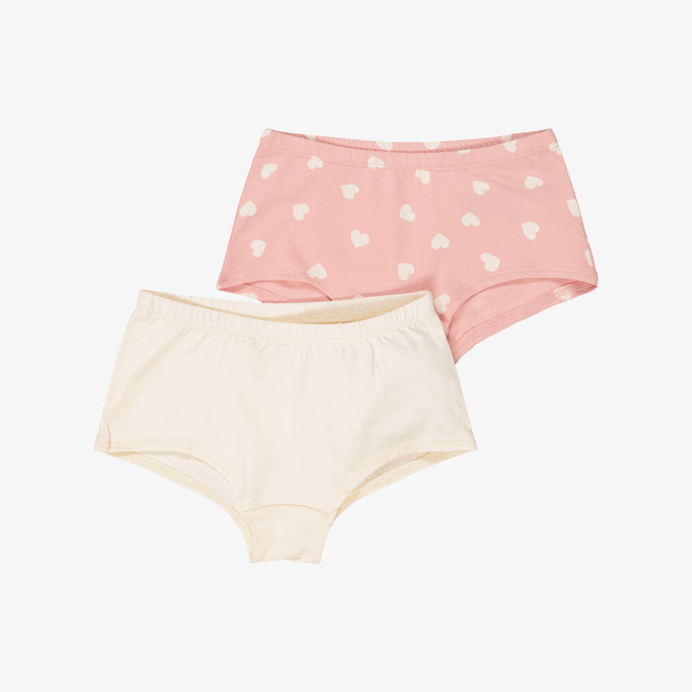 Molo-Girls Pink & Ivory Organic Cotton Knickers (2 Pack) | Childrensalon