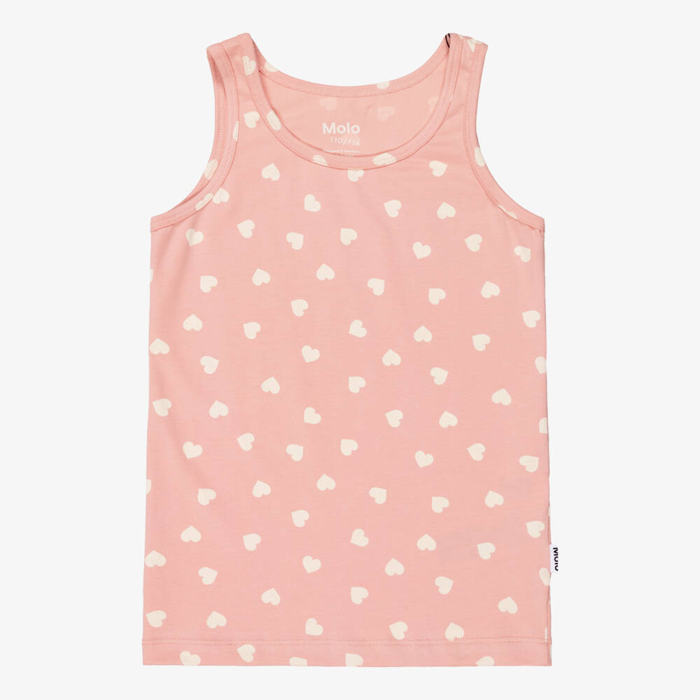 Molo-Girls Pink & Ivory Organic Cotton Vests (2 Pack) | Childrensalon