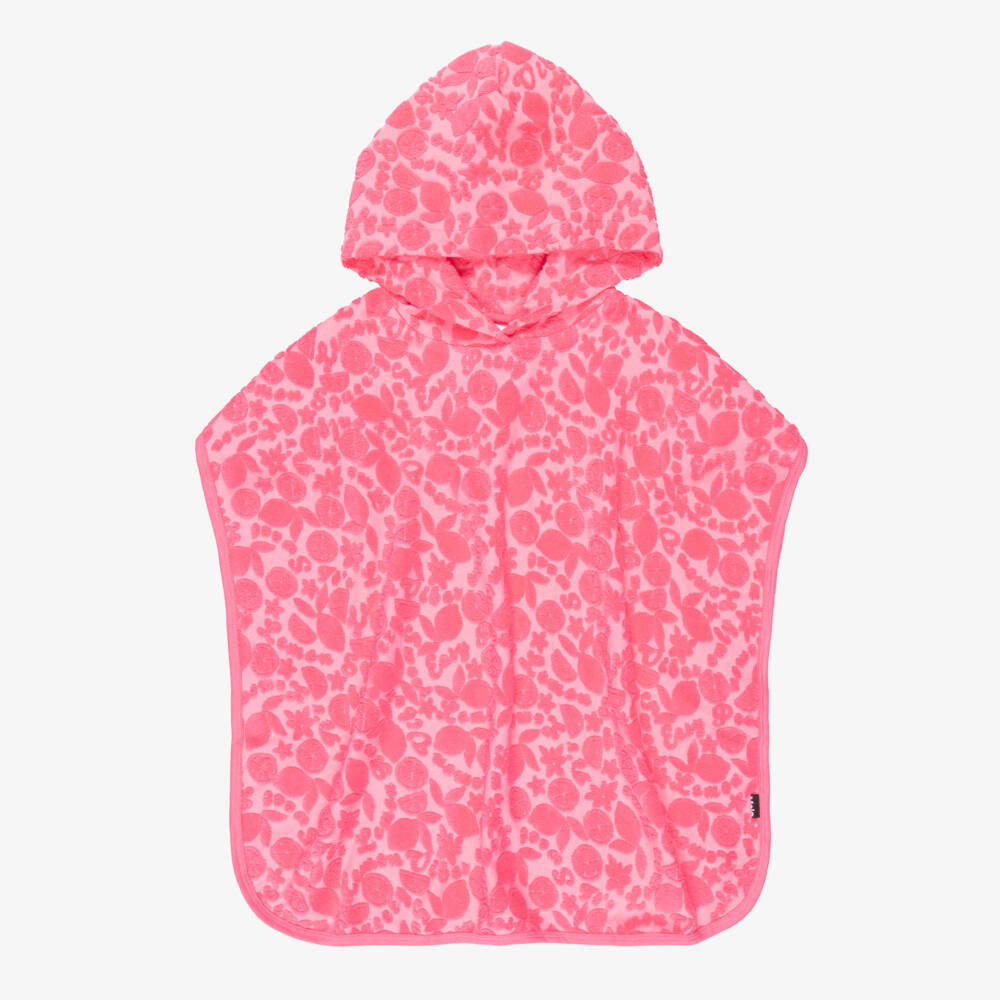Molo-Girls Pink Jacquard Fruit Poncho Towel | Childrensalon