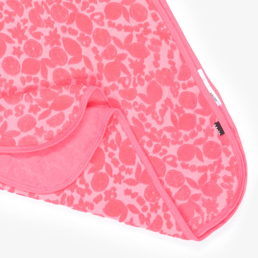 Molo-Girls Pink Jacquard Fruit Poncho Towel | Childrensalon