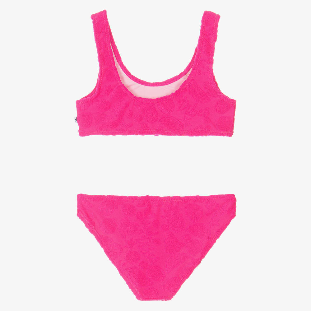 Molo-Girls Pink Jacquard Fruits Bikini (UPF50+) | Childrensalon