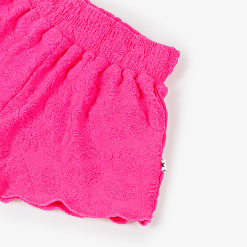 Molo-Girls Pink Jacquard Fruits Swim Shorts (UPF50+) | Childrensalon