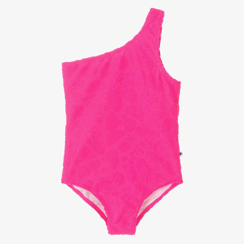 Molo-Girls Pink Jacquard Fruits Swimsuit (UPF50+) | Childrensalon