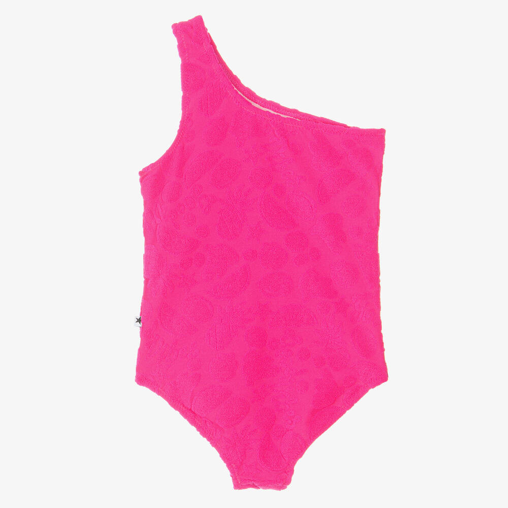 Molo-Girls Pink Jacquard Fruits Swimsuit (UPF50+) | Childrensalon