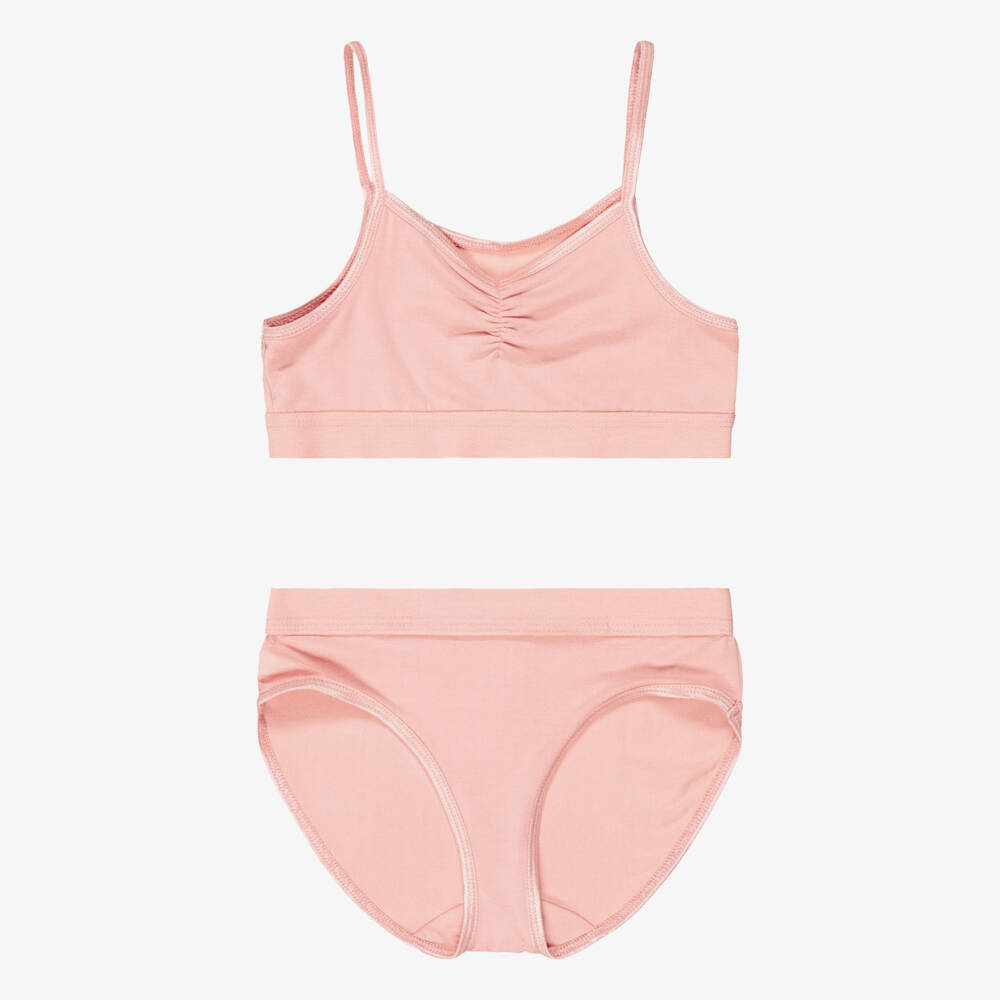 Molo-Girls Pink Jersey Crop Top & Knickers Set | Childrensalon