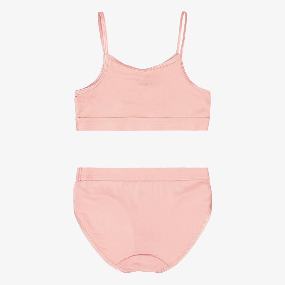Molo-Girls Pink Jersey Crop Top & Knickers Set | Childrensalon