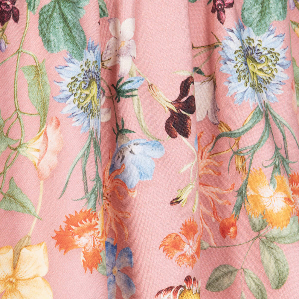 Molo-Girls Pink Jersey Skirt with Wildflower Print | Childrensalon