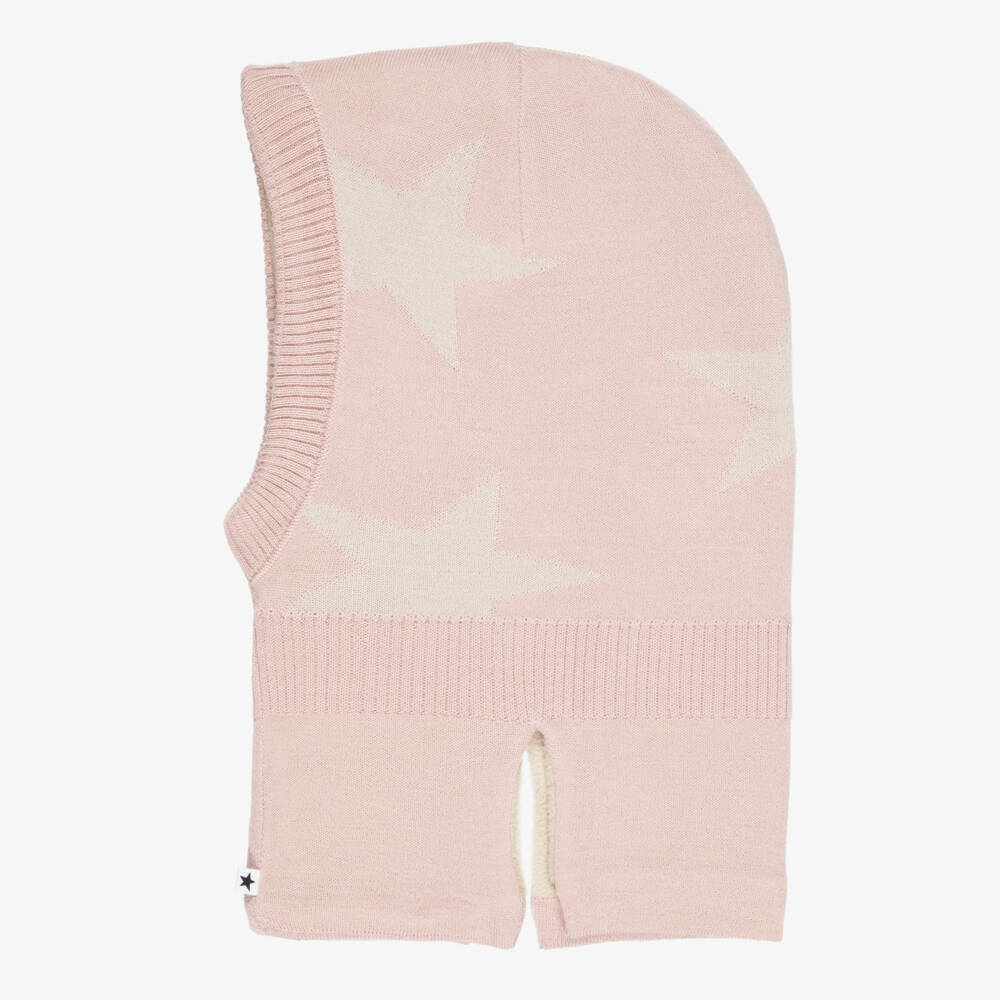 Molo-Girls Pink Knitted Star Pattern Balaclava | Childrensalon