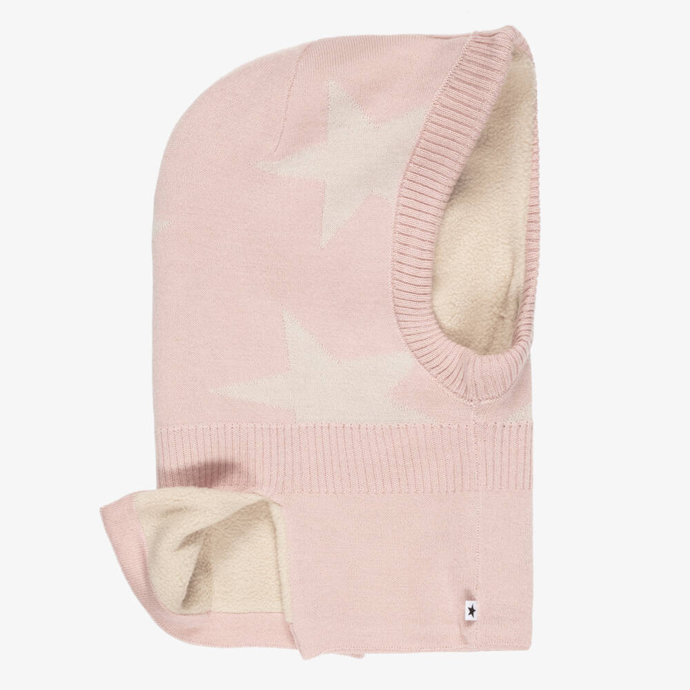 Molo-Girls Pink Knitted Star Pattern Balaclava | Childrensalon