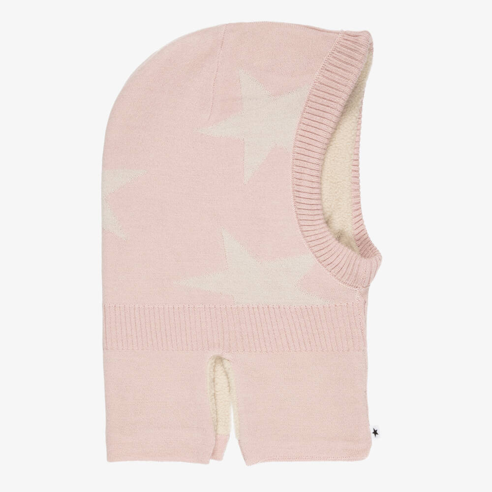 Molo-Girls Pink Knitted Star Pattern Balaclava | Childrensalon