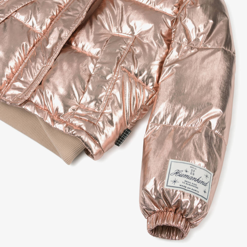 Molo-Куртка-пуховик розовая металлик для девочек | Childrensalon