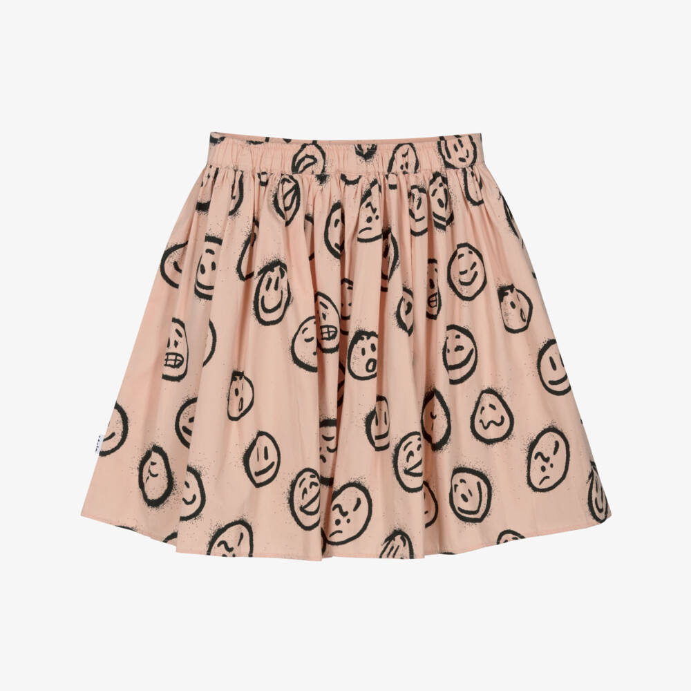 Molo-تنورة بنات بطبعة وجوه قطن عضوي لون زهري | Childrensalon