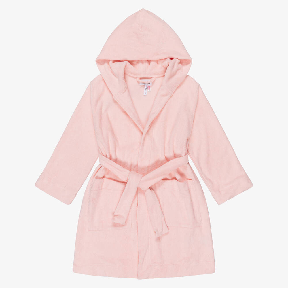 Molo-Girls Pink Organic Cotton Towelling Bathrobe | Childrensalon