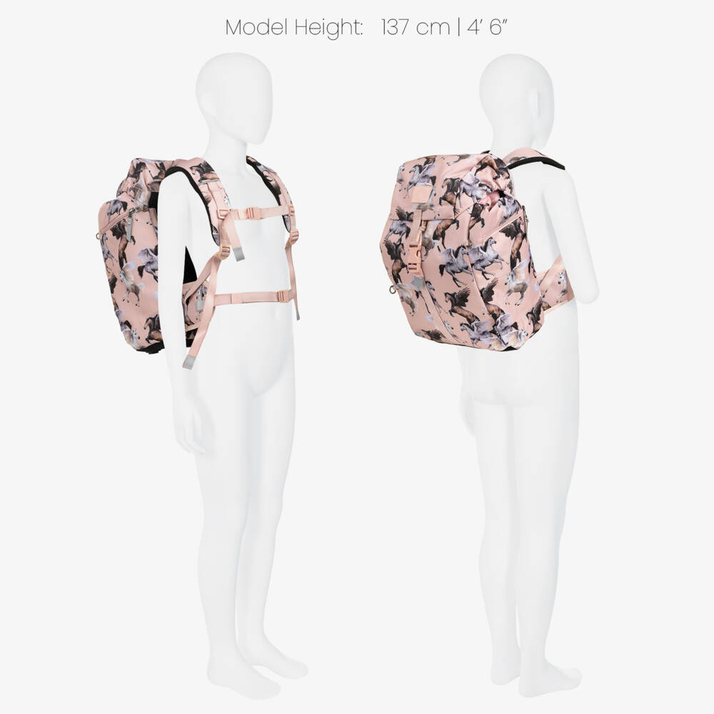 Molo-Girls Pink Pegasus Drawstring Backpack (42cm) | Childrensalon