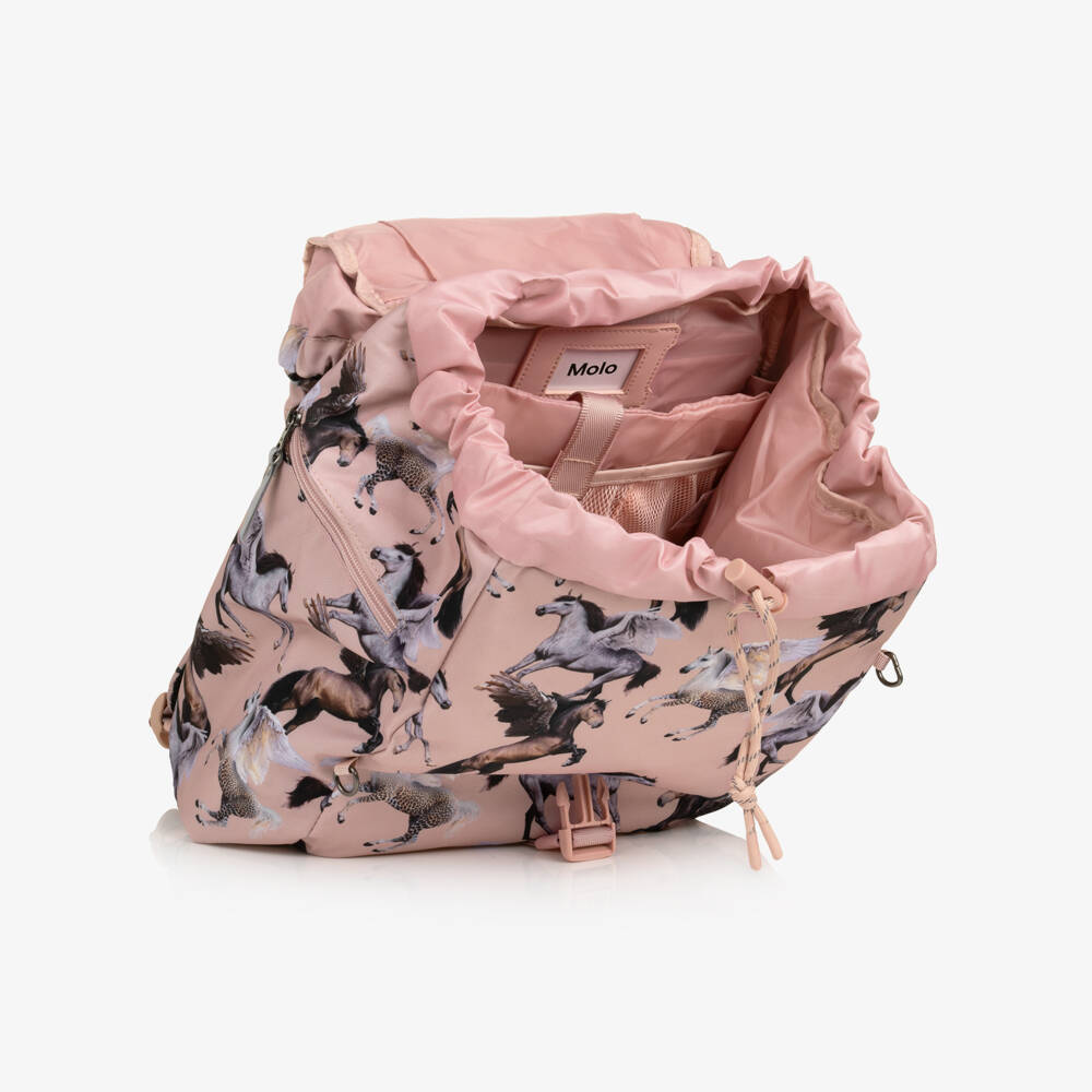 Molo-Girls Pink Pegasus Drawstring Backpack (42cm) | Childrensalon