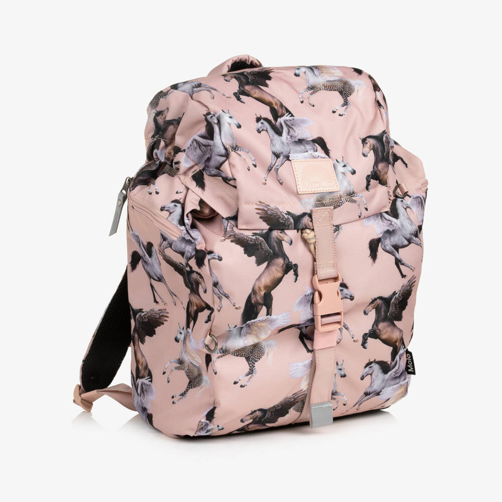 Molo-Girls Pink Pegasus Drawstring Backpack (42cm) | Childrensalon