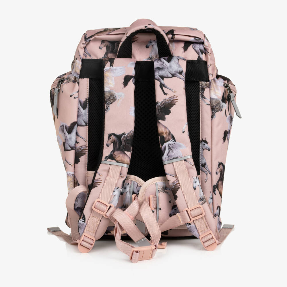 Molo-Girls Pink Pegasus Drawstring Backpack (42cm) | Childrensalon