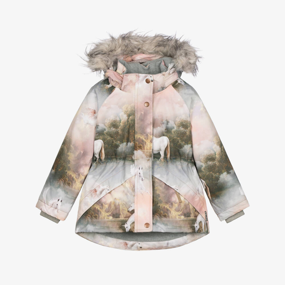 Molo-Girls Pink Pegasus Print Coat | Childrensalon