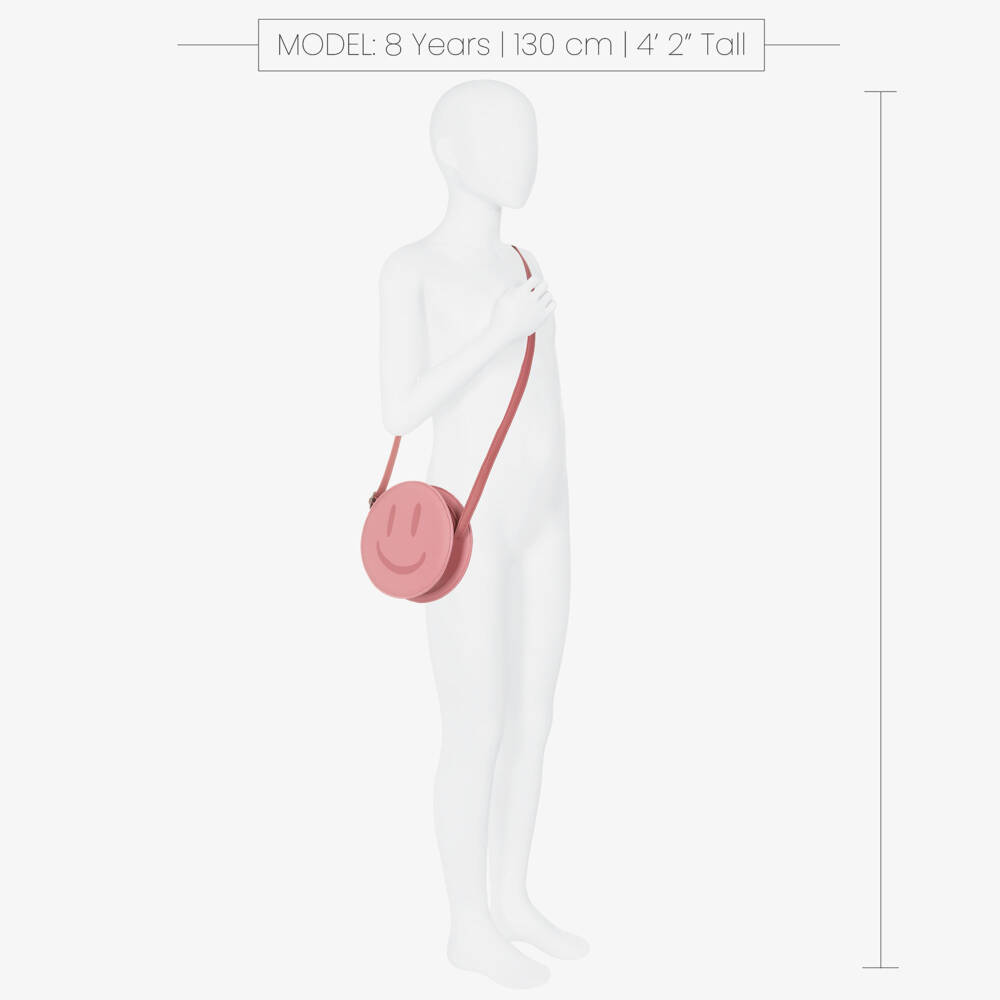 Molo-Girls Pink Smile Faux Leather Shoulder Bag (17cm) | Childrensalon
