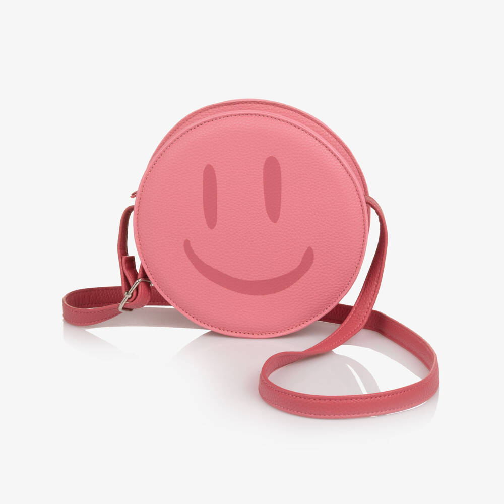Molo-Girls Pink Smile Faux Leather Shoulder Bag (17cm) | Childrensalon