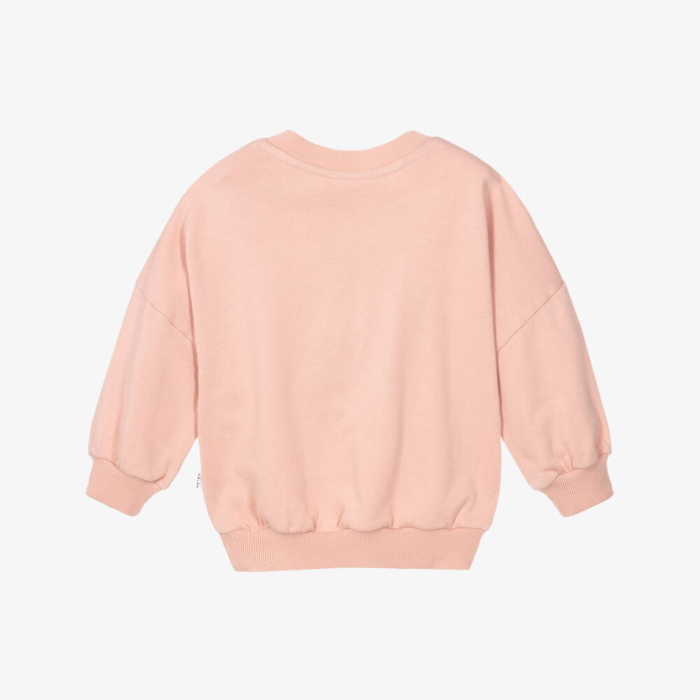Molo-Girls Pink Sweatshirt with Embroidered Bows | Childrensalon