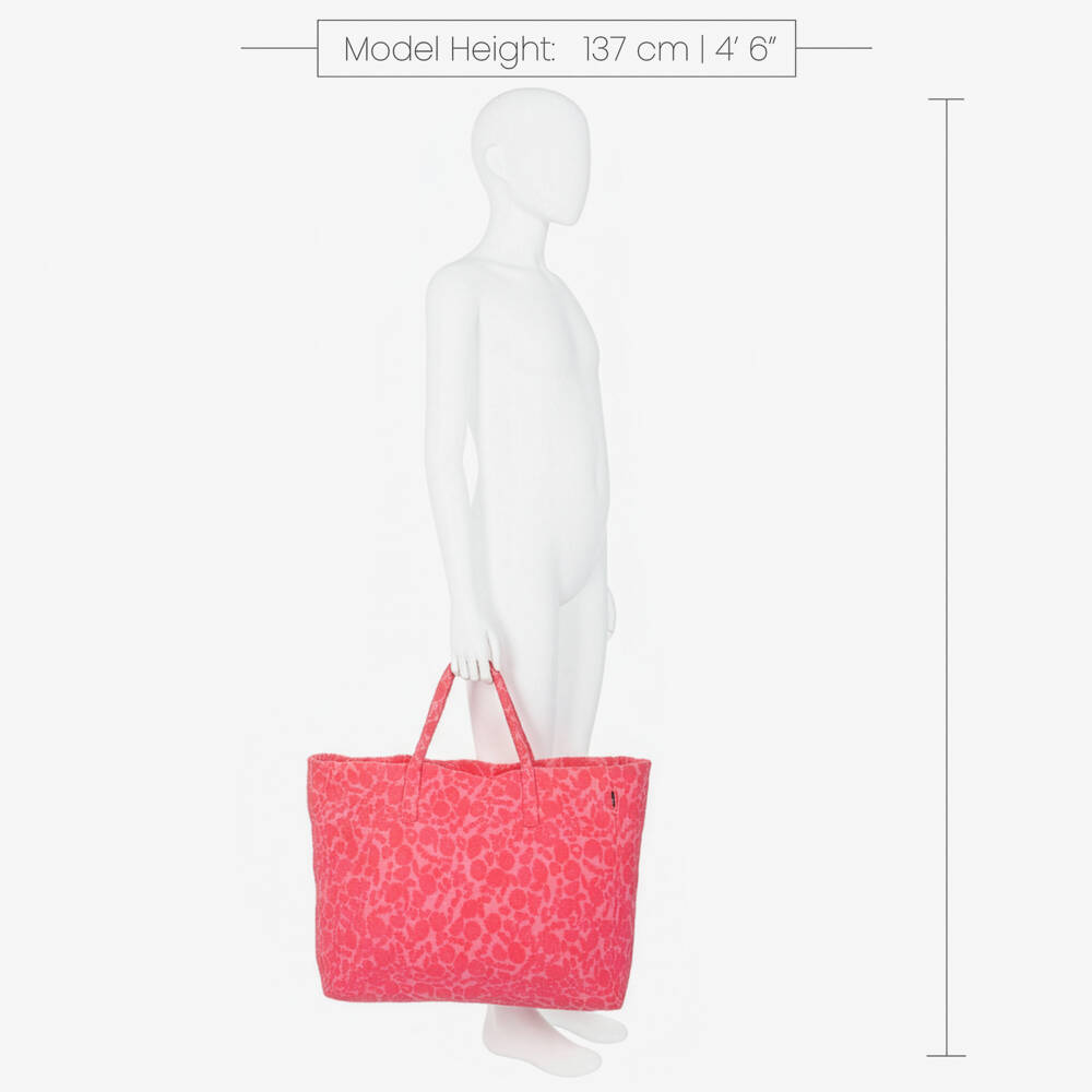 Molo-Girls Pink Towelling Jacquard Fruit Tote Bag (46cm) | Childrensalon