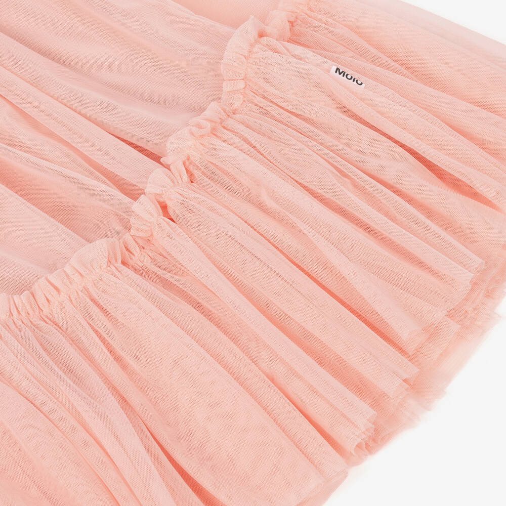 Molo-Girls Pink Tulle Dress with Gold Sequins | Childrensalon