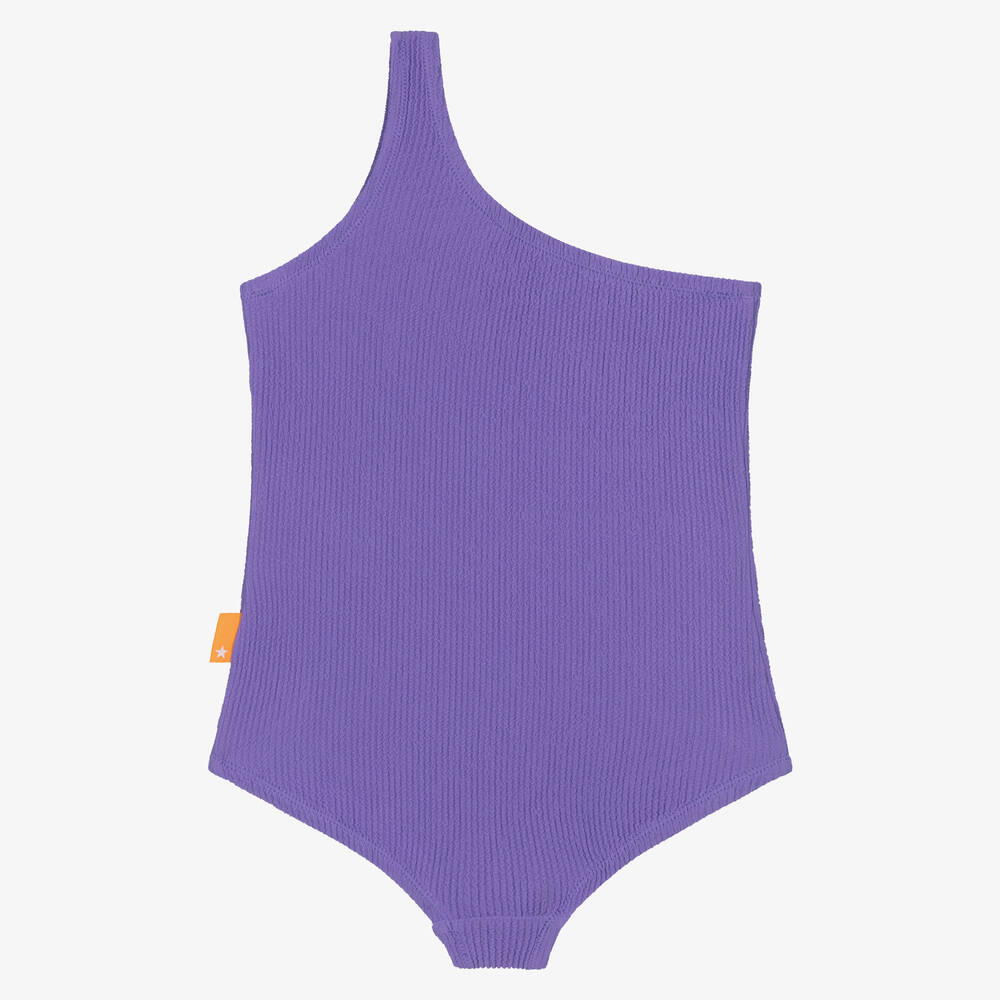 Molo-Girls Purple Asymmetric Swimsuit (UPF50+) | Childrensalon