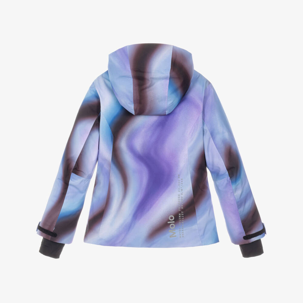 Molo-Girls Purple & Blue Airbrushed Print Technical Ski Jacket | Childrensalon