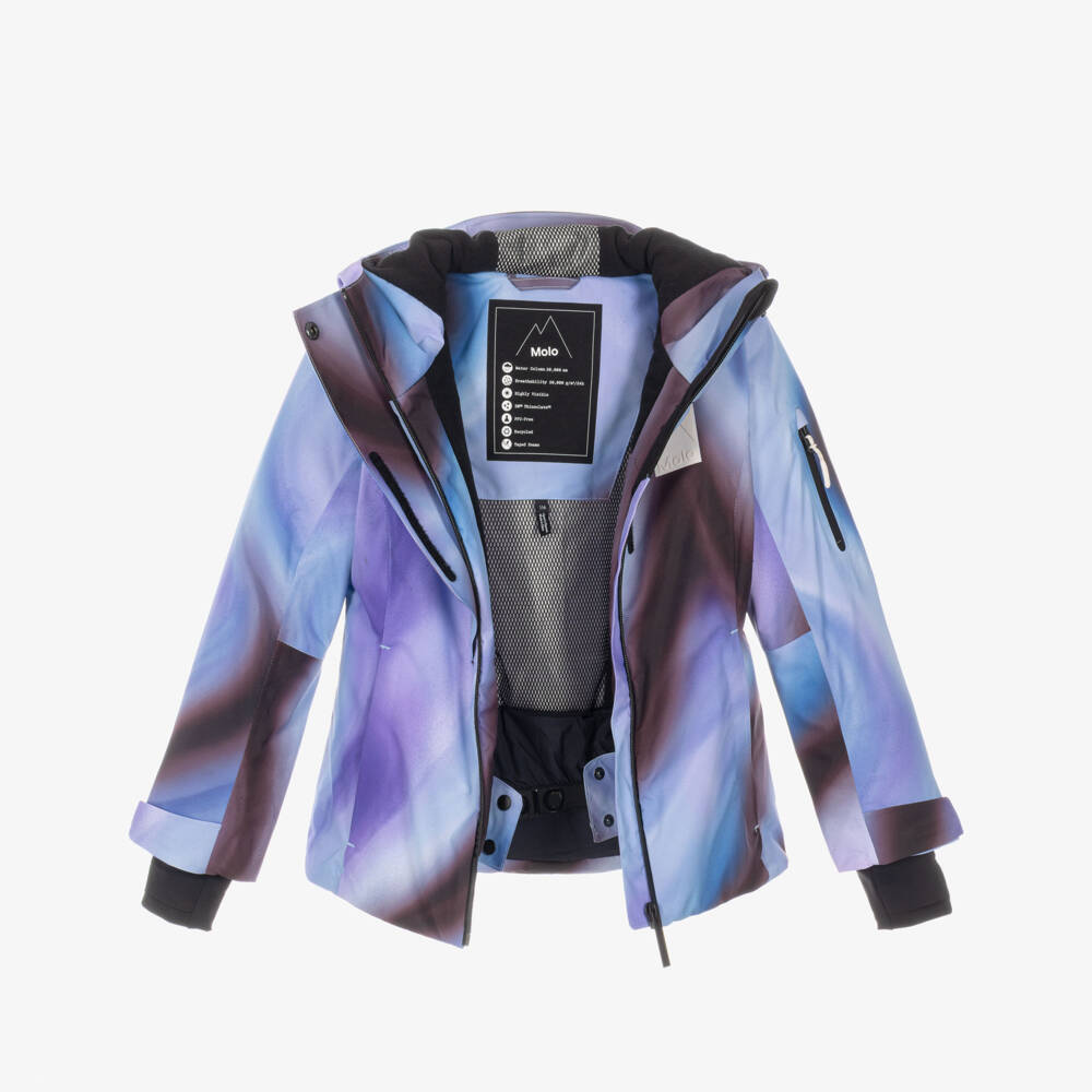 Molo-Girls Purple & Blue Airbrushed Print Technical Ski Jacket | Childrensalon
