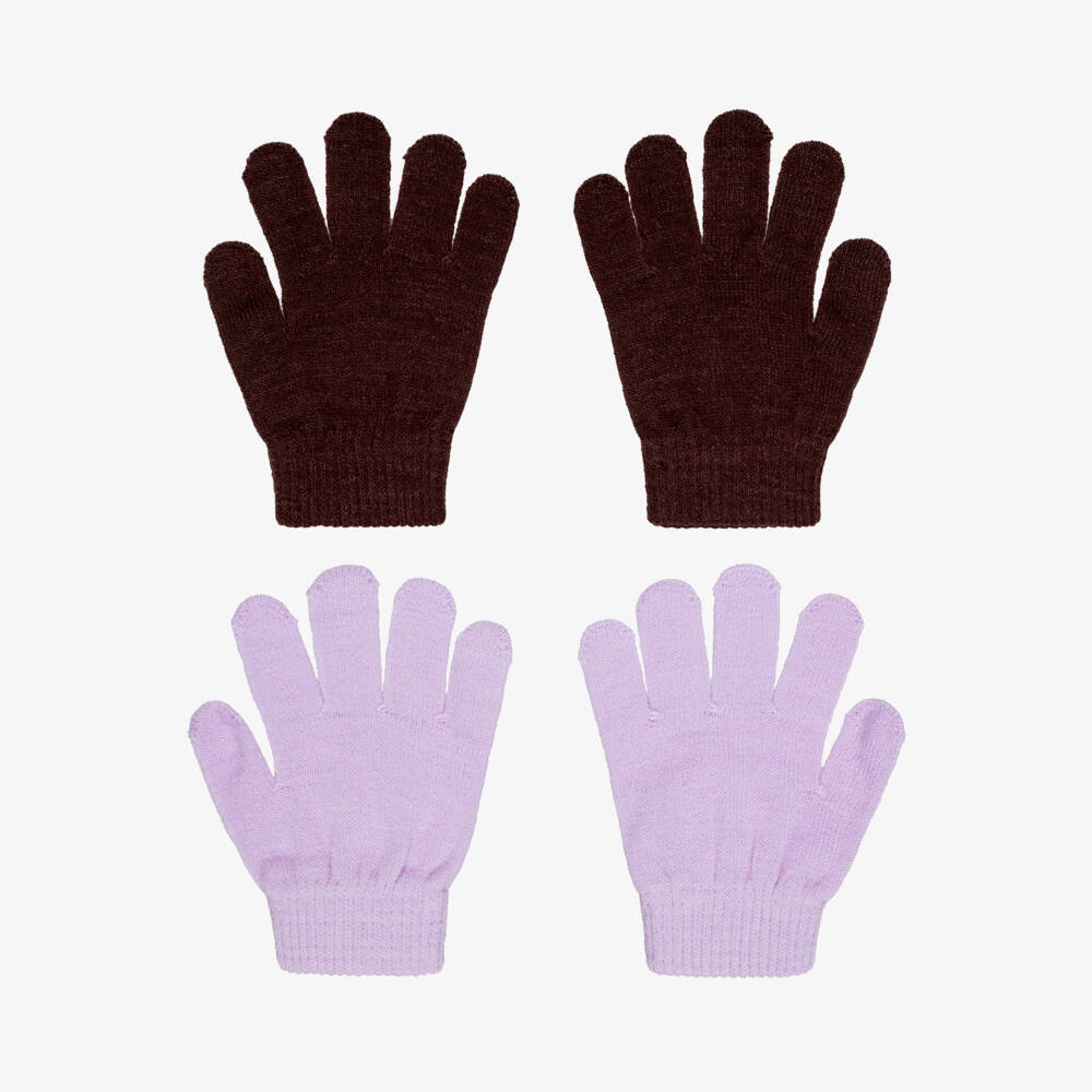 Molo-Girls Purple & Burgundy Knitted Gloves (2 Pack) | Childrensalon