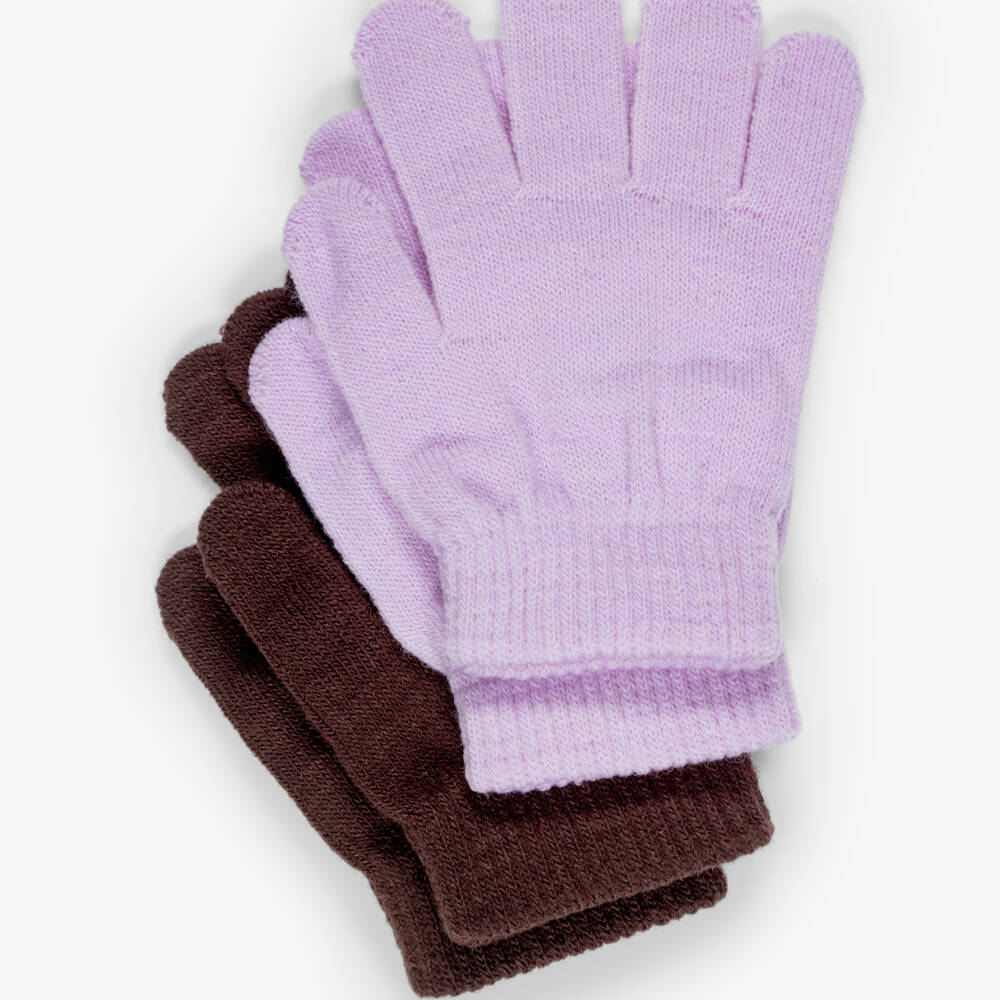 Molo-Girls Purple & Burgundy Knitted Gloves (2 Pack) | Childrensalon