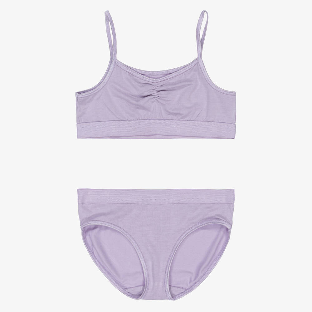 Molo-Girls Purple EcoVero Jersey Bra & Knickers Set | Childrensalon