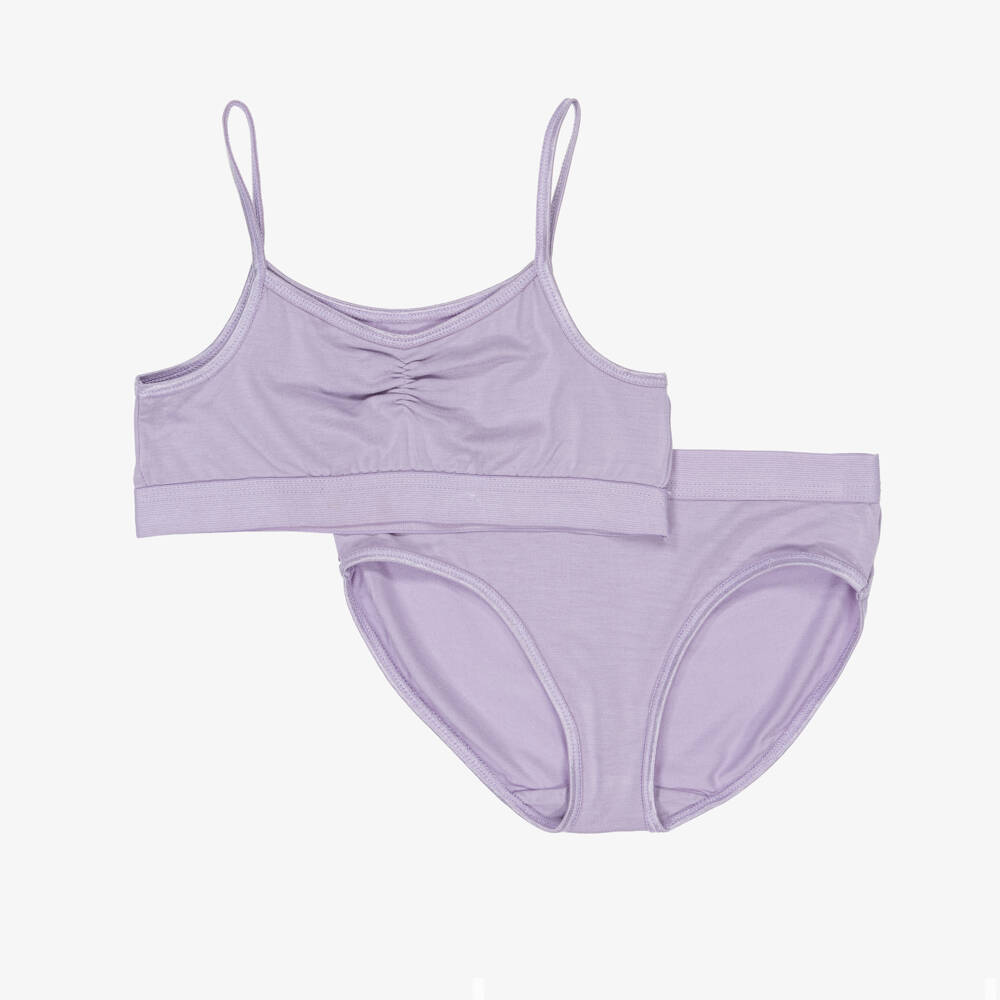 Molo-Girls Purple EcoVero Jersey Bra & Knickers Set | Childrensalon