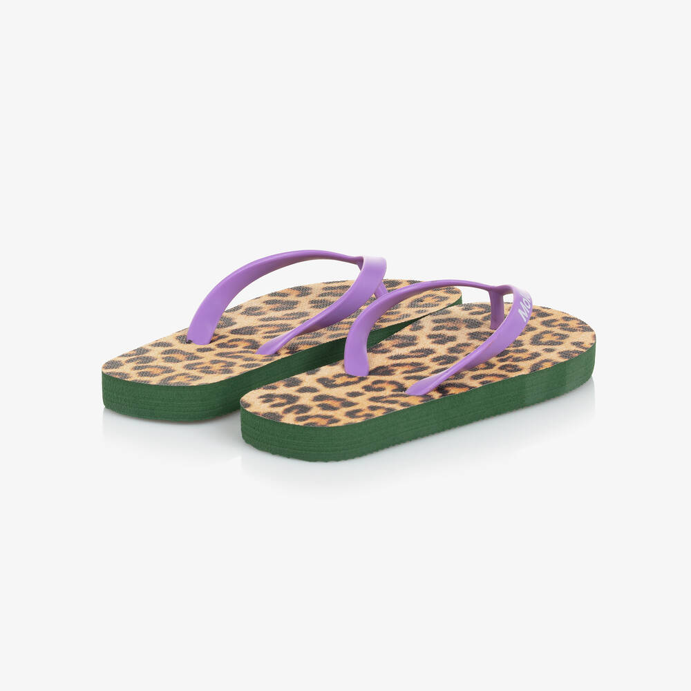 Molo-Girls Purple & Leopard Print Flip Flops | Childrensalon