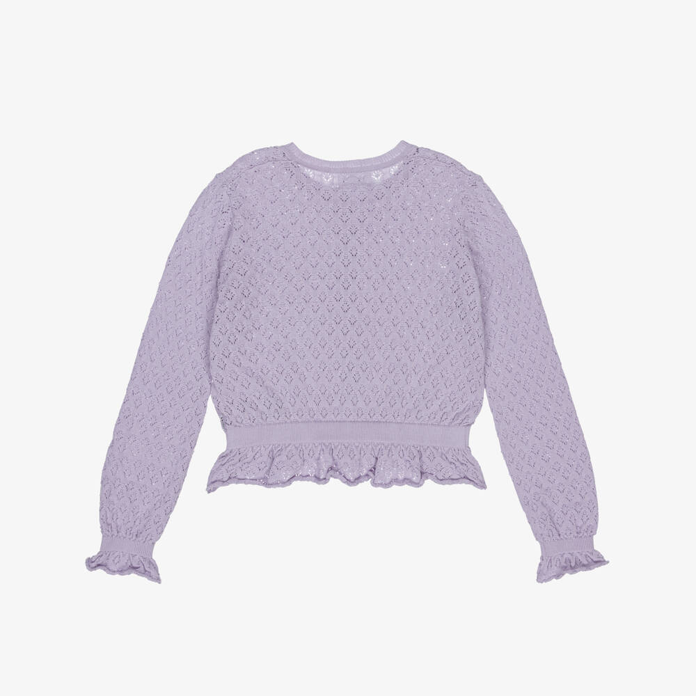 Molo-كارديغان قطن عضوي محبوك لون بنفسجي للبنات  | Childrensalon