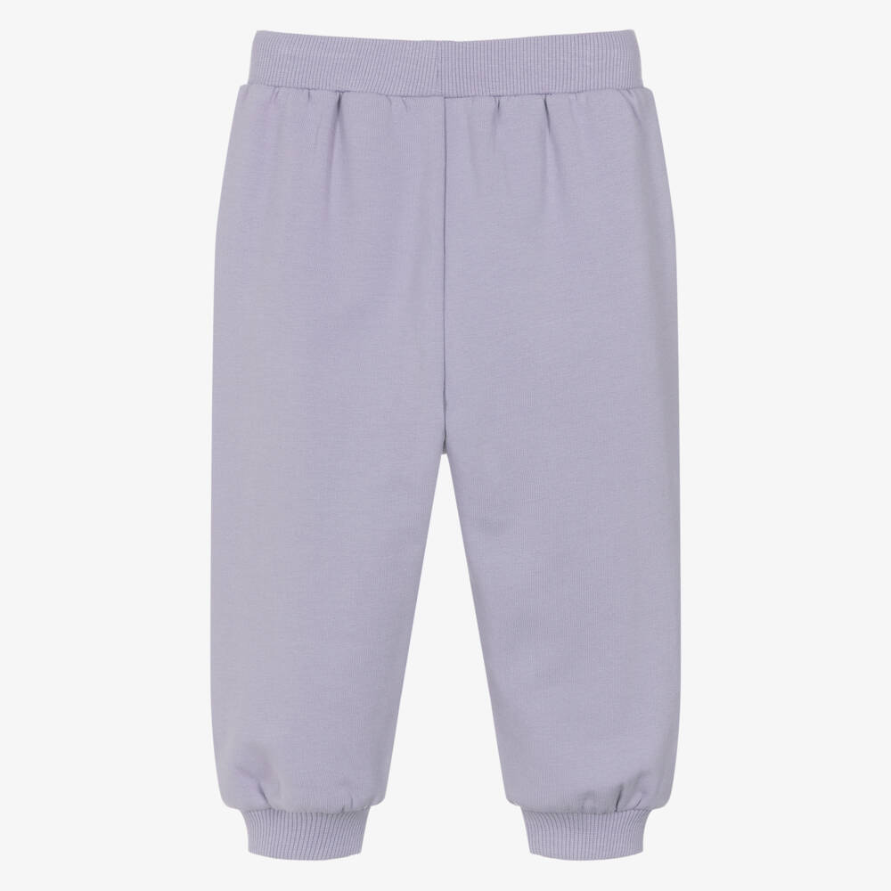 Molo-Girls Purple Organic Cotton Ruffle Joggers | Childrensalon