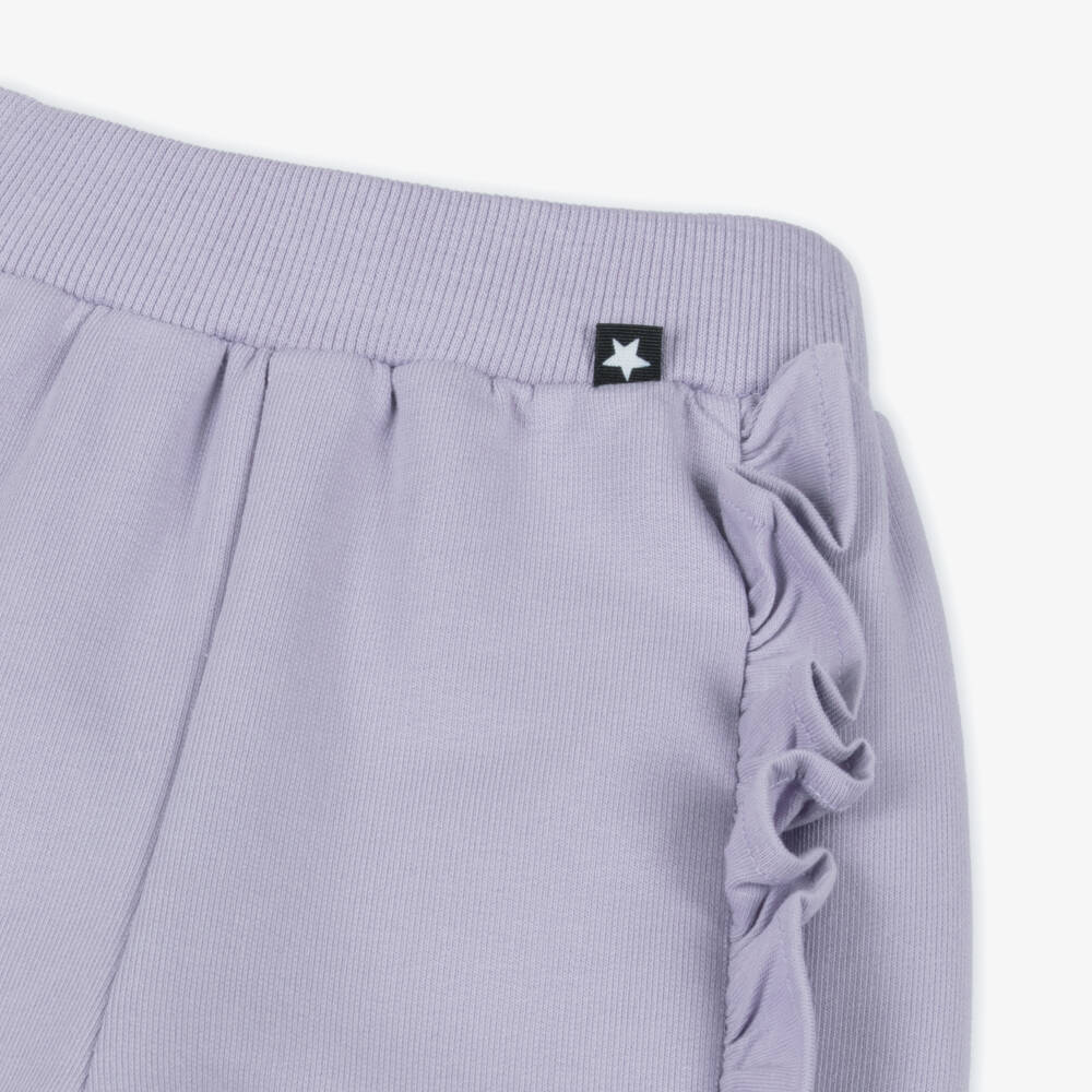 Molo-Girls Purple Organic Cotton Ruffle Joggers | Childrensalon