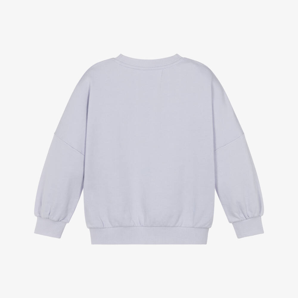 Molo-Girls Purple Organic Cotton Sequin Flowers Sweatshirt | Childrensalon